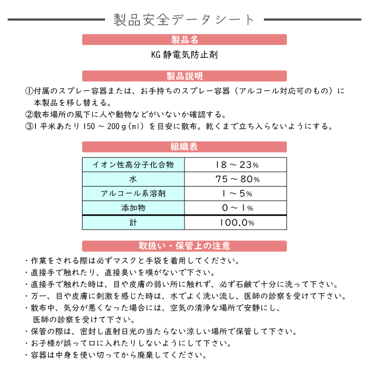 静電気防止剤成分と注意事項