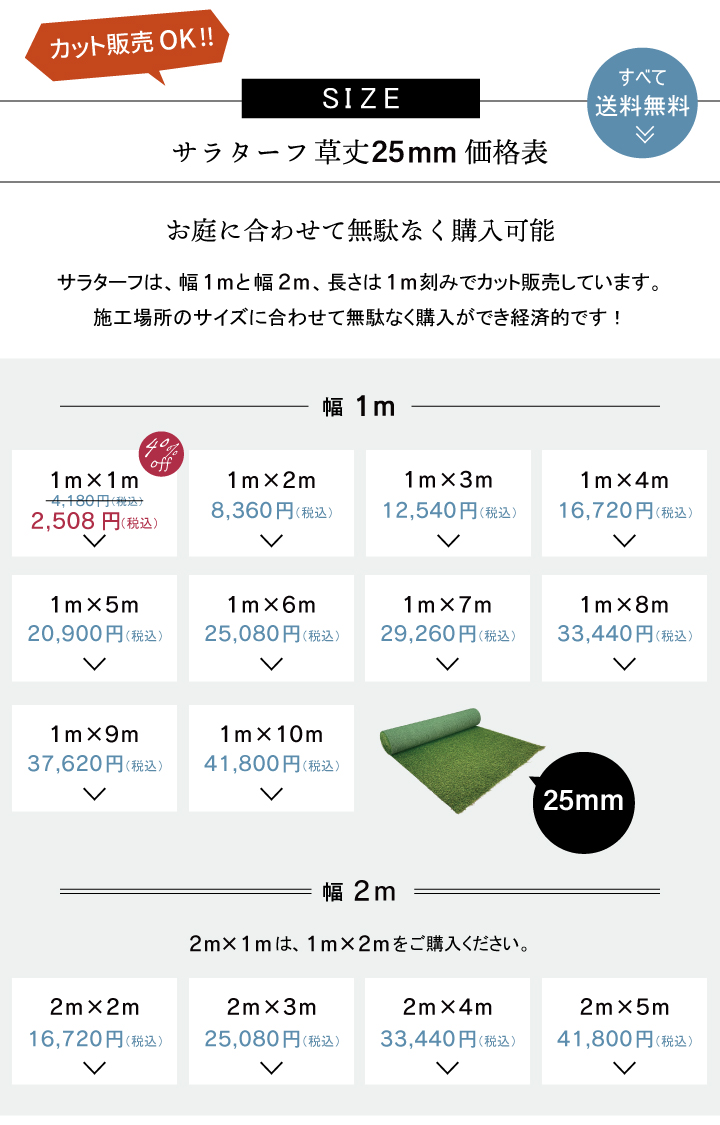 サイズ＆価格表